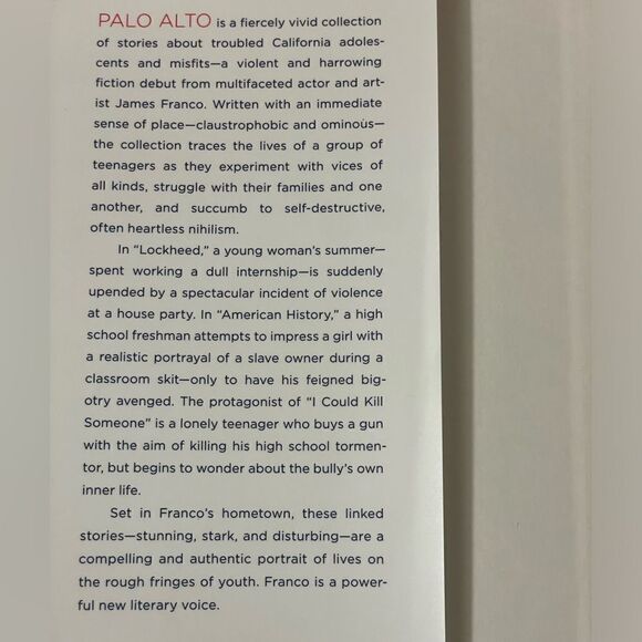 James Franco Palo Alto Hardcover Book of Short Stories w/Dust Jacket - Picture 9 of 9